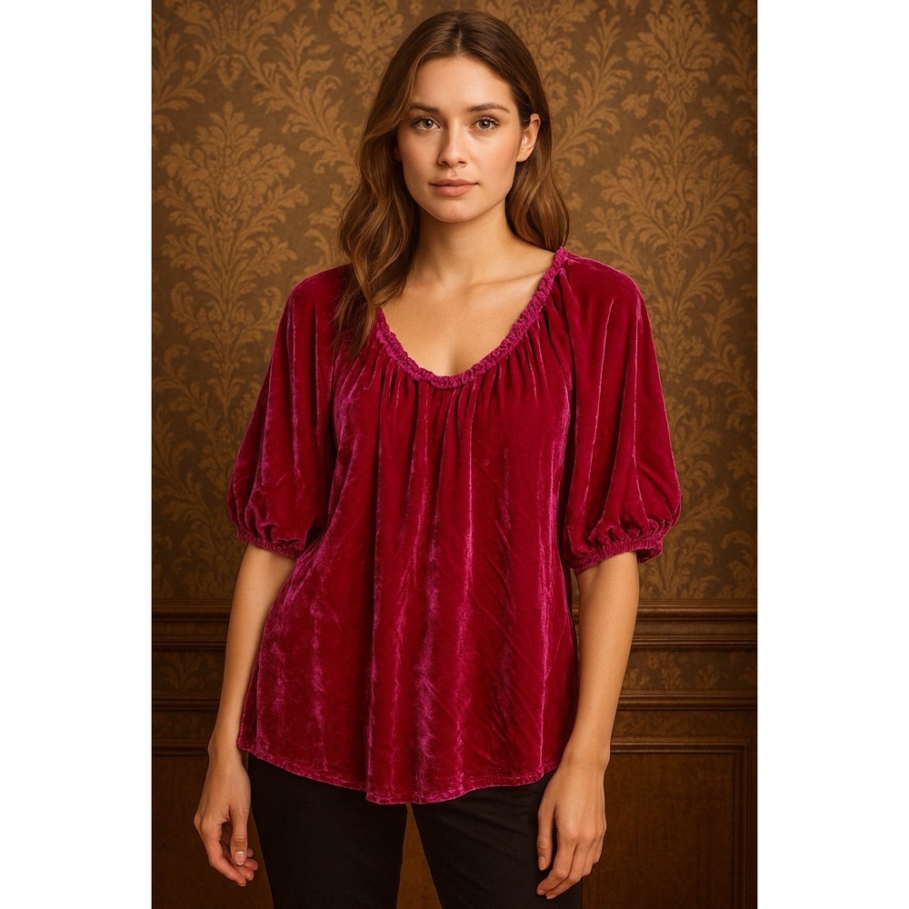 Sundance Velvet Blouse Tunic Boho Medieval SZ Small‎ Whimsical Romantic Fairy